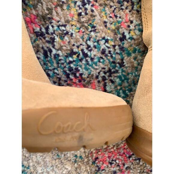 COPY - Coach Women’s Tatum Boots Tan Suede Leather Wool - Picture 8 of 13